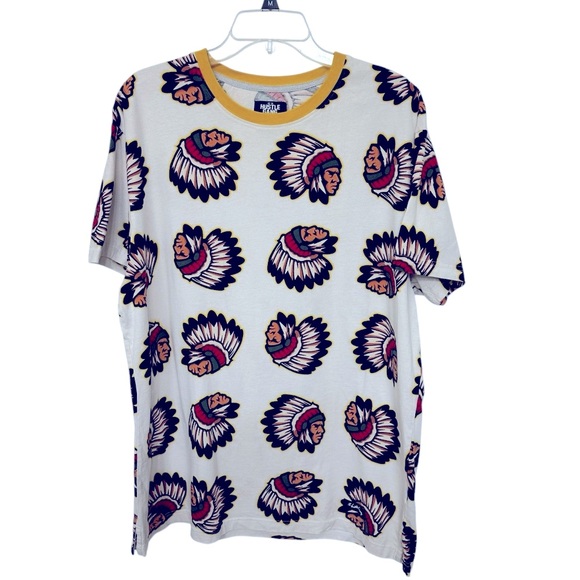 Hustle Gang Indian Chief Graphic T-shirti Short Sleeve‎ Cotton Size 3X - Picture 1 of 12